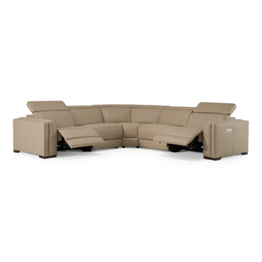 Frazier - Modern Tan Leather Sectional Sofa with 3 Recliners / VGKV-KM.268H-TAN