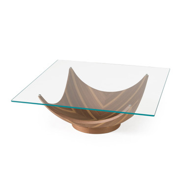 Sunrise - Contemporary Glass + Walnut Square Coffee Table / VGRY-RY-SE07-WS