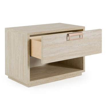 Lago - Modern Faux Travertine Nightstand / VGAC-LAGO-NS