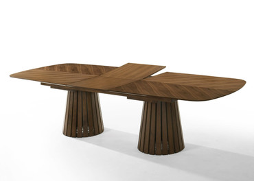 Truman - Mid-Century Modern Walnut Extendable Dining Table + 6 Chairs Set / VGMA-MIT-5346-MI-1240-7PC