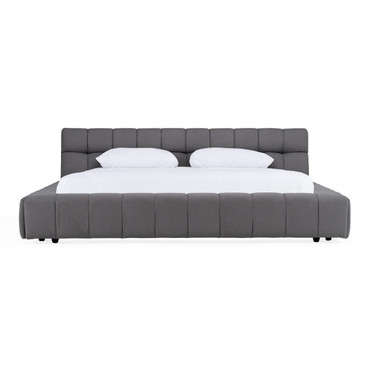Eastern King Divani Casa Tyree - Modern Tufted Grey Fabric Bed / VGOD-DY-22116-GRY-EK