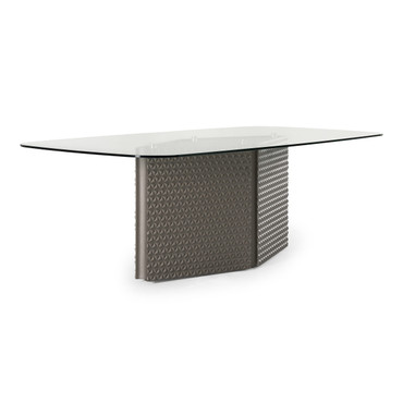 Raphael - Modern Glass + Silver Dining Table / VGVC-T2579