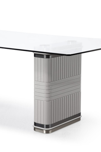 T2397 - Sample Glass + White + Gold Dining Table / VGVC-T2397-WHT