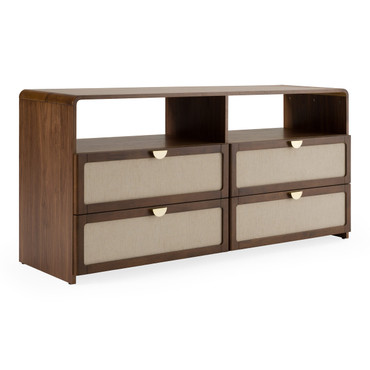 Emilio - Modern Natural Burlap + Walnut Dresser / VGMA-BR-177-DRS