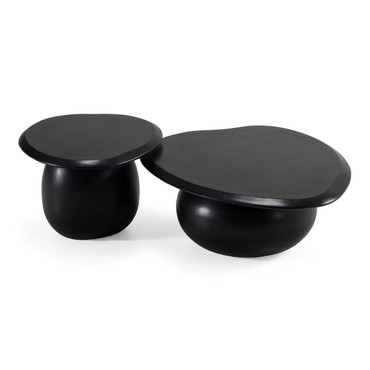 Kalvin - Modern Black Concrete Nesting Coffee Table Set / VGGR-675536-675541-BLK