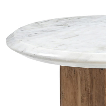 Dillinger - Modern White Marble + Mango Wood End Table / VGBR-ART-82403