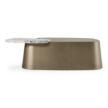Yano - Modern White Marble + Antique Brass Coffee Table / VGFA-CT2119L