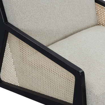 Kratz - Modern Beige Fabric + Rattan + Black Walnut Accent Chair / VGRH-RHT-825027-BGE