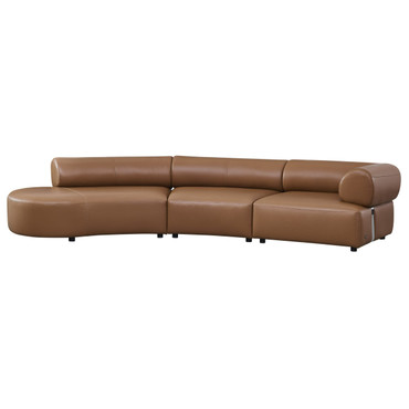 Stuart - Contemporary Brown Leather Left Facing Chaise Sectional Sofa / VGEV-25159-BRN