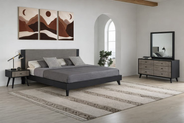 Easter King Panther Contemporary Grey & Black 4-Piece Bedroom Set / VGMA-BR-77-4PC-SET-EK