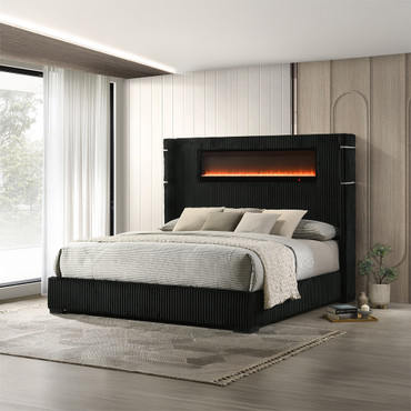 Garner Queen Bed w/Fireplace, LED, Reading Light, Speaker, Bluetooth & USB / BD06022Q