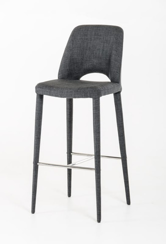 Williamette Mid-Century Dark Grey Fabric Bar Stool / VGEUMC-8980CH-B-GRY