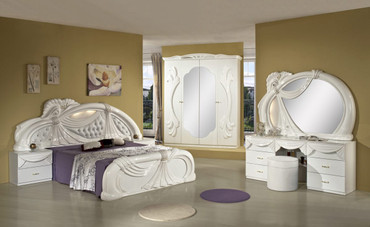 Eastern King Gina White Italian Classic Bedroom Set Made In Italy / VGACCGINA-WHT-EK