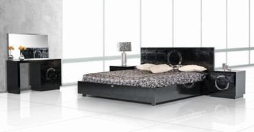 Eastern King A&X Ovidius Modern Black Crocodile Bed / VGUNAW223-180-BLK-EK