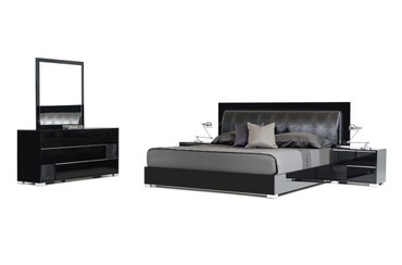California King Modrest Grace Italian Modern Black Bedroom Set / VGACGRACE-SET-BLK-CK