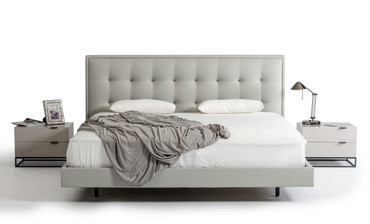 Queen Modrest Hera Modern Grey Leatherette Bed / VGCNHERA-BED-Q