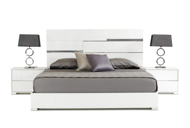 Eastern King Modrest Ancona Italian Modern White Bed / VGACANCONA-BED-WHT-EK