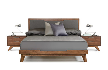 Queen Nova Domus Soria Modern Grey & Walnut Bed / VGMABR-32-BED-Q