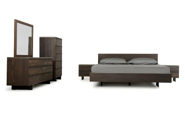Queen Modrest Selma Modern Dark Aged Oak & Concrete Bedroom Set / VGEDSELMA-SET-Q