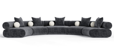 Simpson - Contemporary Dark Grey Fabric Curved Modular Sectional Sofa with Throw Pillows-5-Piece Sectional / VGOD-ZW-23018-GRY-MOD-5-Piece Sectional