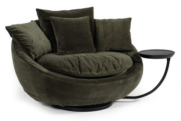 Pascal Modern Round Green Velvet Swivel Lounge Chair / VGBBLS1619-GRN