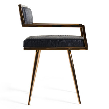 Rosario Modern Black & Rosegold Dining Chair / VGVCB879-BLK