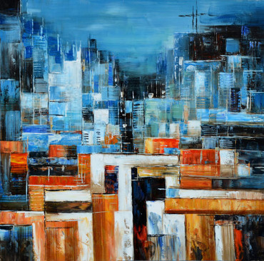 Abstract Blue & Orange Oil Painting / VGSHD-ADD0198