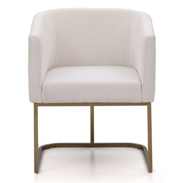 Yukon Modern White Fabric and Antique Brass Dining Chair / VGVCB8362-WHTBRS