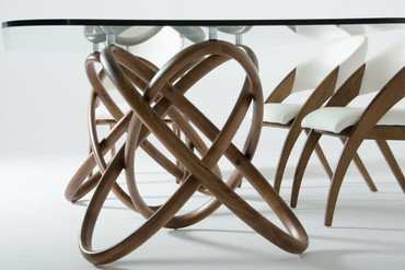 Mason Modern Glass & Walnut Dining Table / VGCSDT-16092