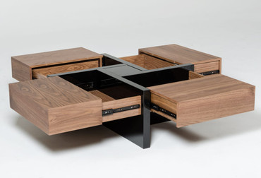 Makai Modern Walnut & Black Square Coffee Table / VGBBLE624E
