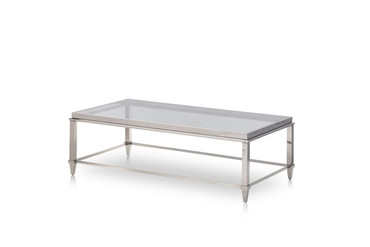 Agar Modern Glass & Stainless Steel Coffee Table / VGHB235D