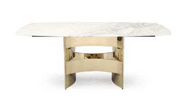 Marmot - White Marble and Champagne Gold Dining Table / VGVCT005-22-WHT