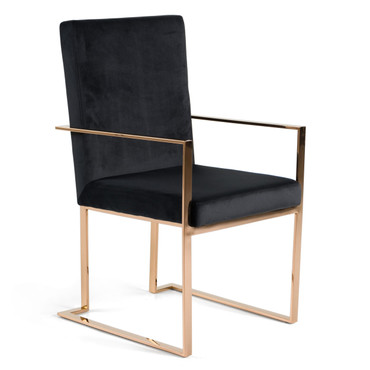 Trea - Modern Black Velvet & Rosegold Dining Chair / VGVCB0298A-BLK-DC