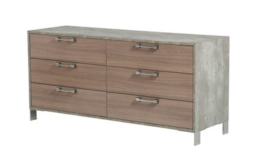 Boston - Modern Brown Oak & Brushed Stainless Steel Dresser / VGANBOSTON-DRS