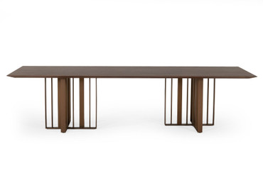 Livia - Modern Wenge & Gold Stainless Steel Dining Table / VGBBMI2005T-WGE-DT