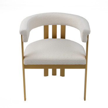 Pontiac - Modern Beige Sherpa + Gold Dining Chair / VGZAY129-BEI-DC