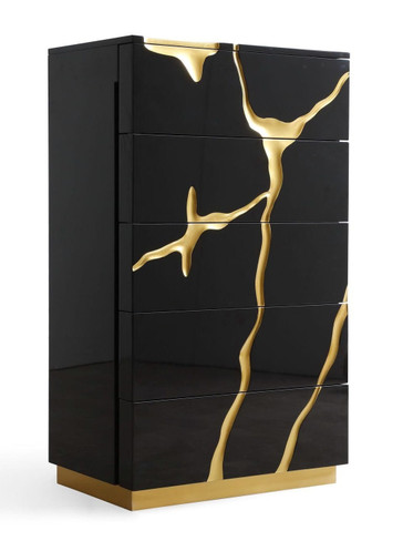 Aspen - Modern Black & Gold Chest / VGVCJ1801-5H-BLK-CHEST