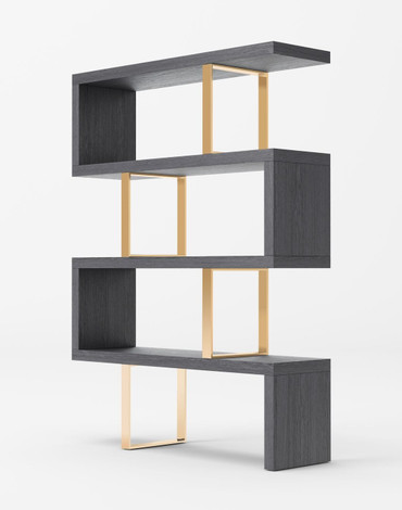 Maze - Elm Grey & Gold Bookcase / VGBBMT1303-GLD-BOOK