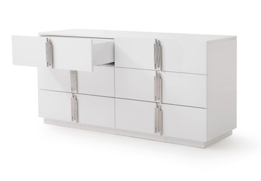 Token - Modern White & Stainless Steel Dresser / VGVCJ815-WHT-DRS