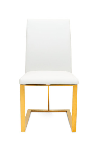 Frankie - Contemporary White & Gold Dining Chair / VGGAGA-6917CH-WHT
