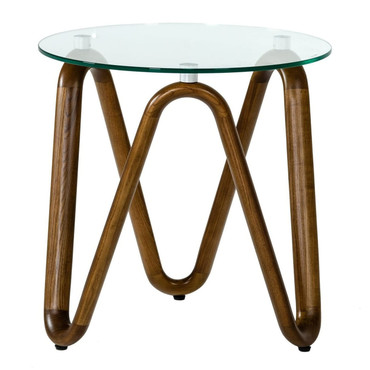 Lassen - Modern Glass & Walnut End Table / VGCSLT-20048-WAL-ET