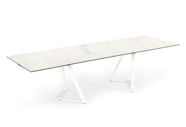 Farrell - Modern White Ceramic Extendable Dining Table / VGYFDT8765-3C-WHT-DT