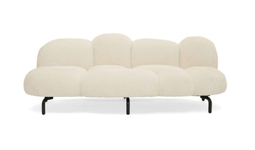 Glaster - Contemporary White Sherpa 88" Bubble Sofa / VGODZW-20036-WHT-S