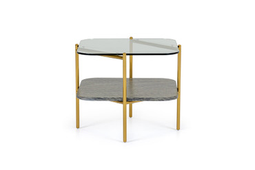 Cari - Glam Gold + Glass End Table / VGODLZ-247E-GOLD-ET