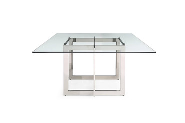 Keaton - Square Modern Glass + Stainless Steel Dining Table / VGVCT8961-DT