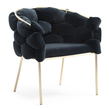 Debra - Modern Black Velvet + Brushed Brass Dining Chair / VGVCB202A