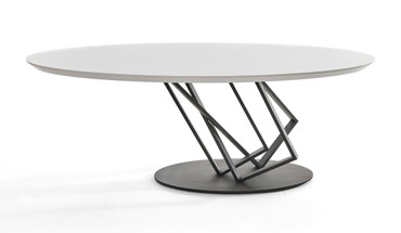 Corbett - Modern High Gloss White w/ Frosted Glass Dining Table / VGVCT1920-3