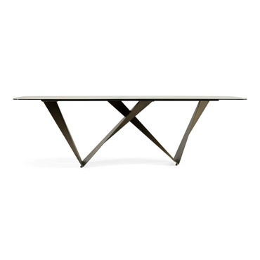 Melanie - Modern White Ceramic & Brushed Brown Dining Table / VGVCT1886-WHT-DT