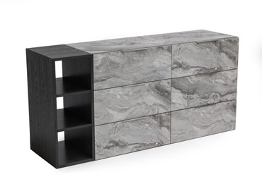 Maranello - Modern Grey Wash & Faux Marble Dresser / VGMAMQT-S25-BR-121-GRY-DRS