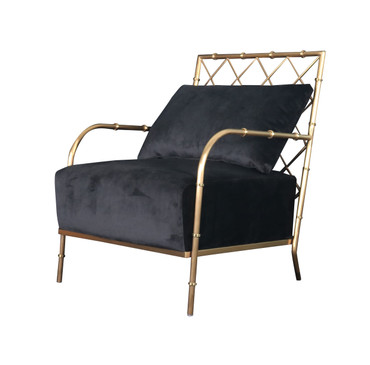 Ignacio - Glam Black Velvet & Gold Accent Chair / VGMFOC-2211-BLK-CH
